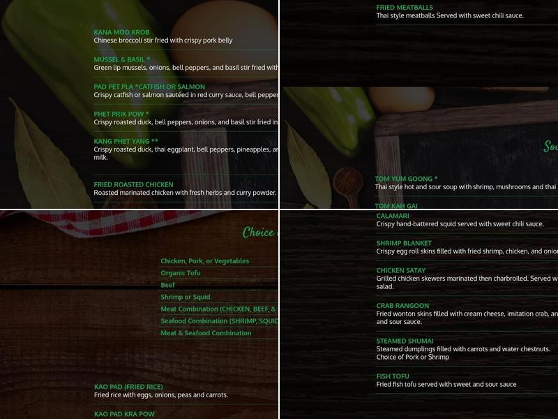 Ginger Thai Menu