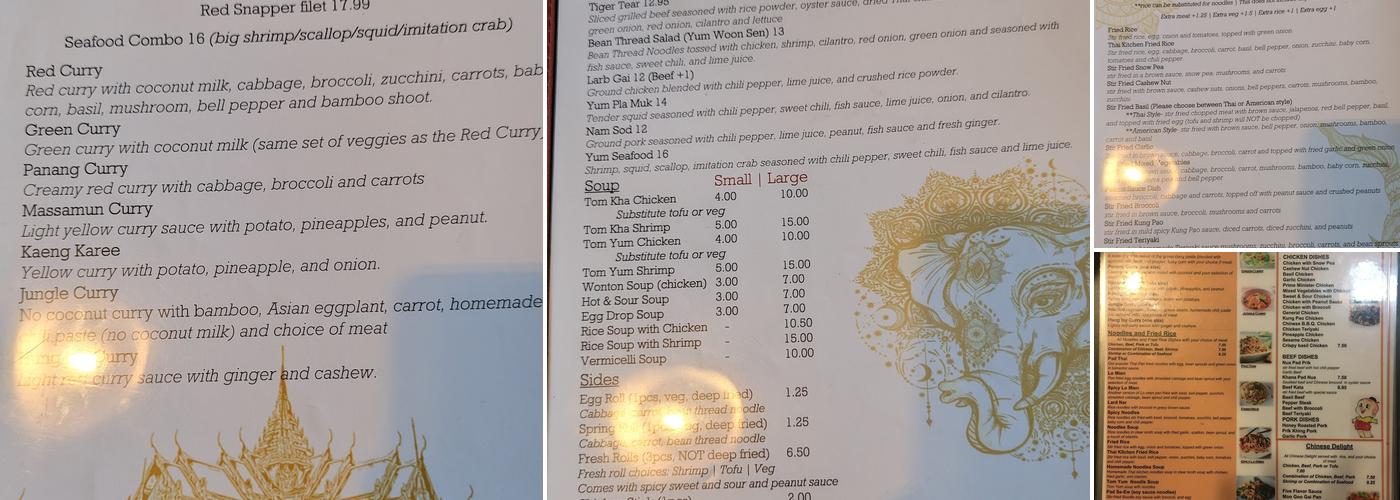 Thai Kitchen Menu