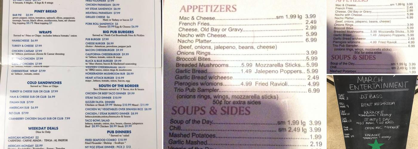 Country Lakes Pub & Grill Menu