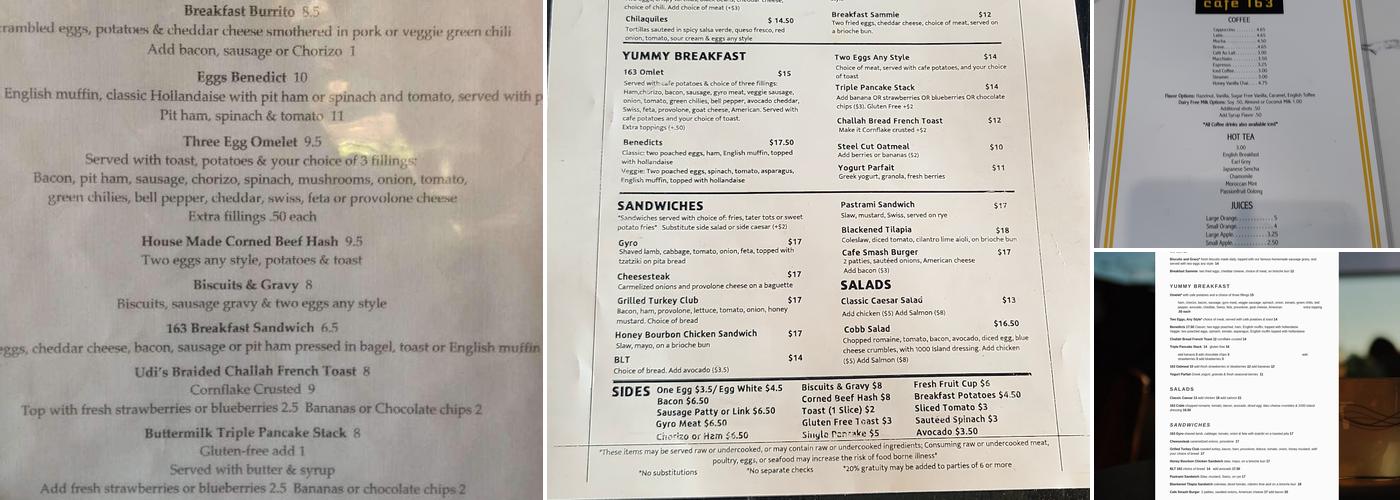 Café 163 Menu