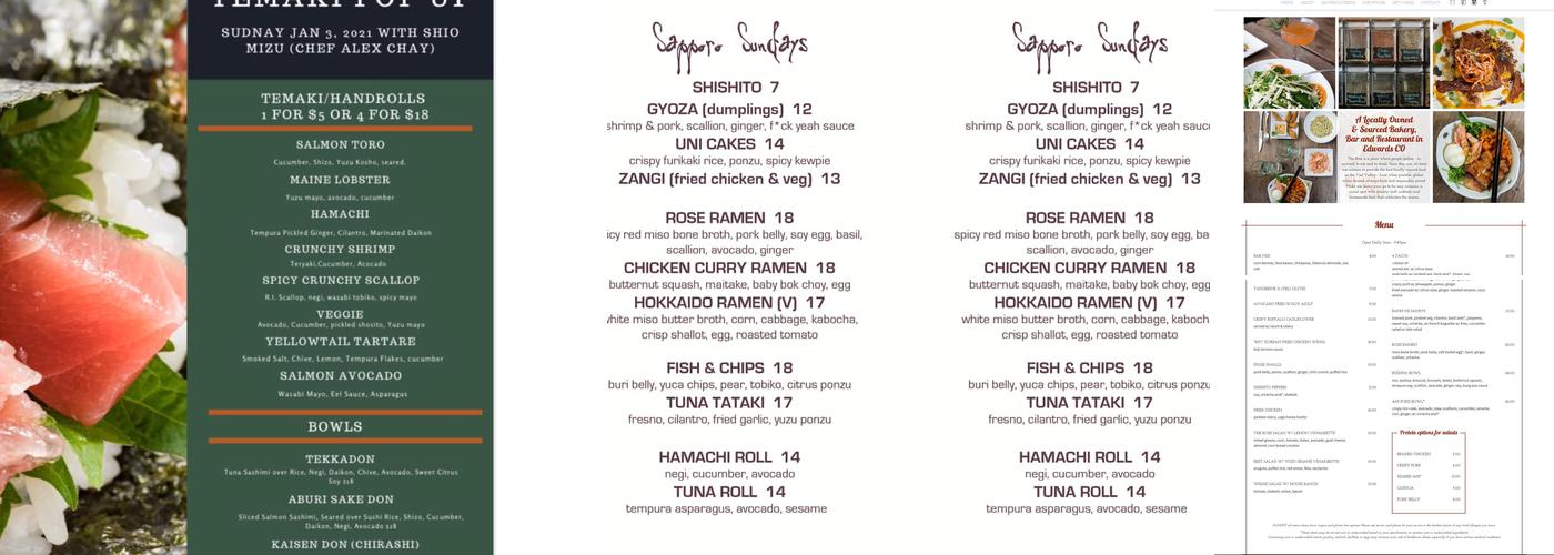 The Rose Menu