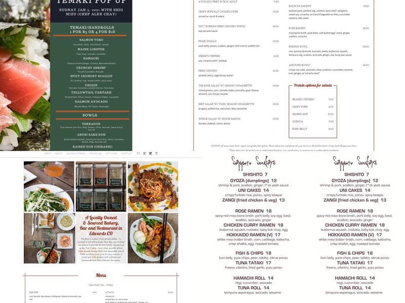 The Rose Menu