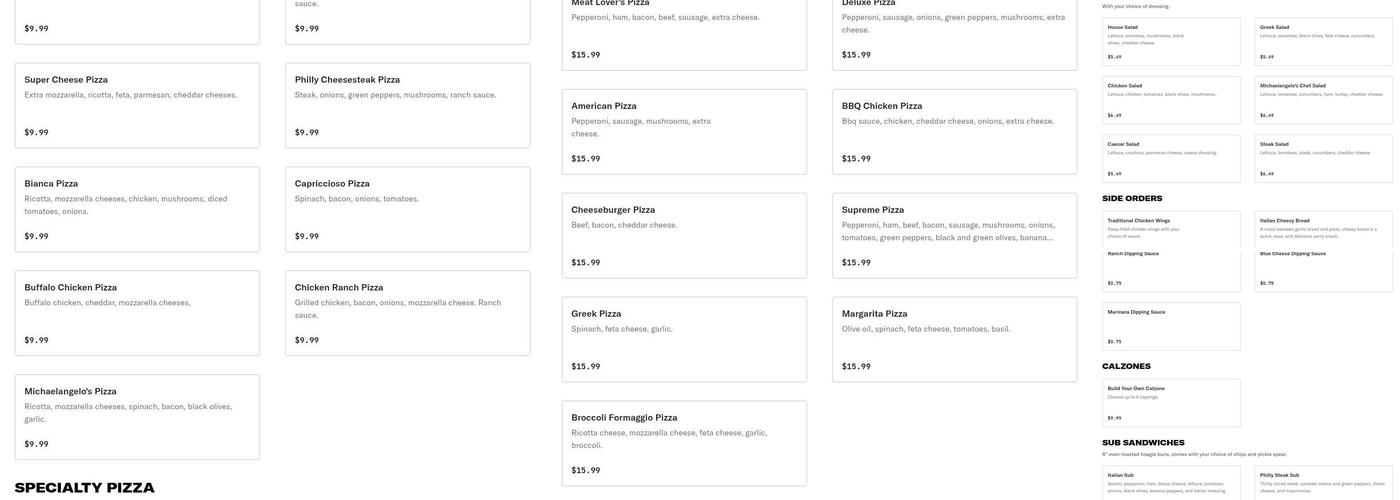 Michaelangelo's Pizza - Bellmeade Menu