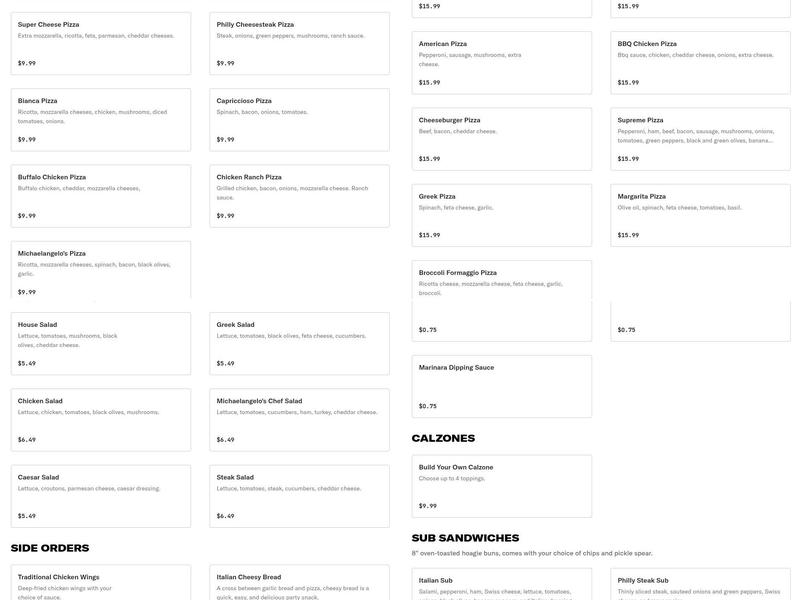 Michaelangelo's Pizza - Bellmeade Menu