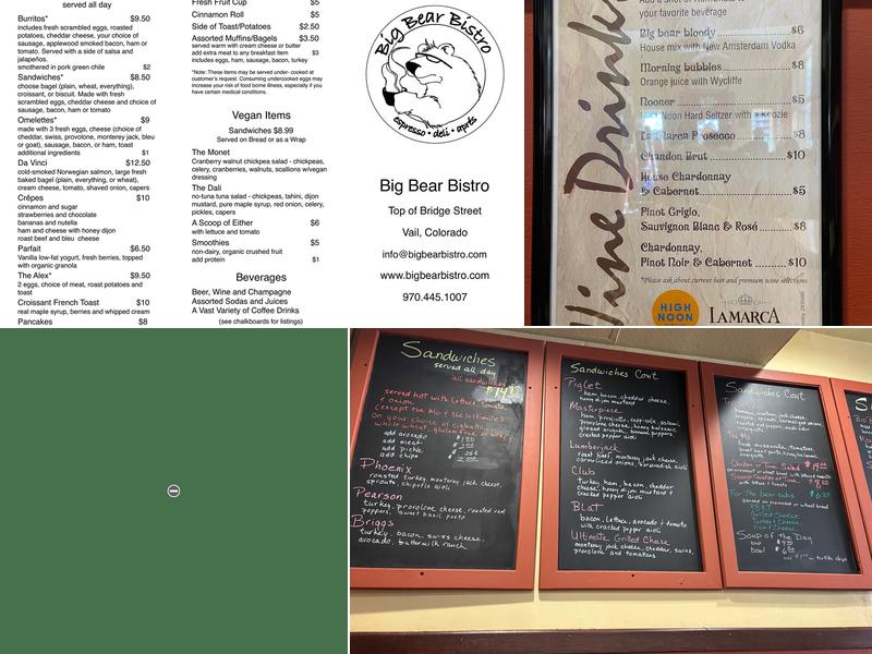 Big Bear Bistro Menu