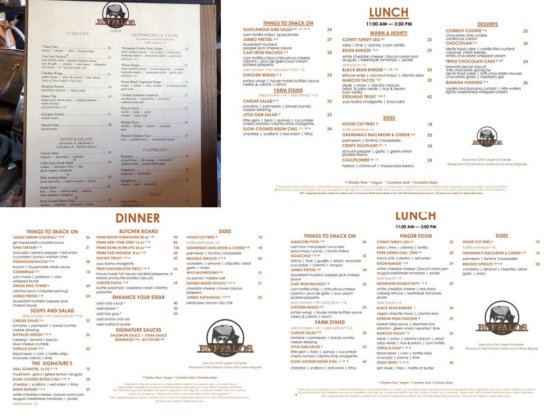 Buffalos Menu