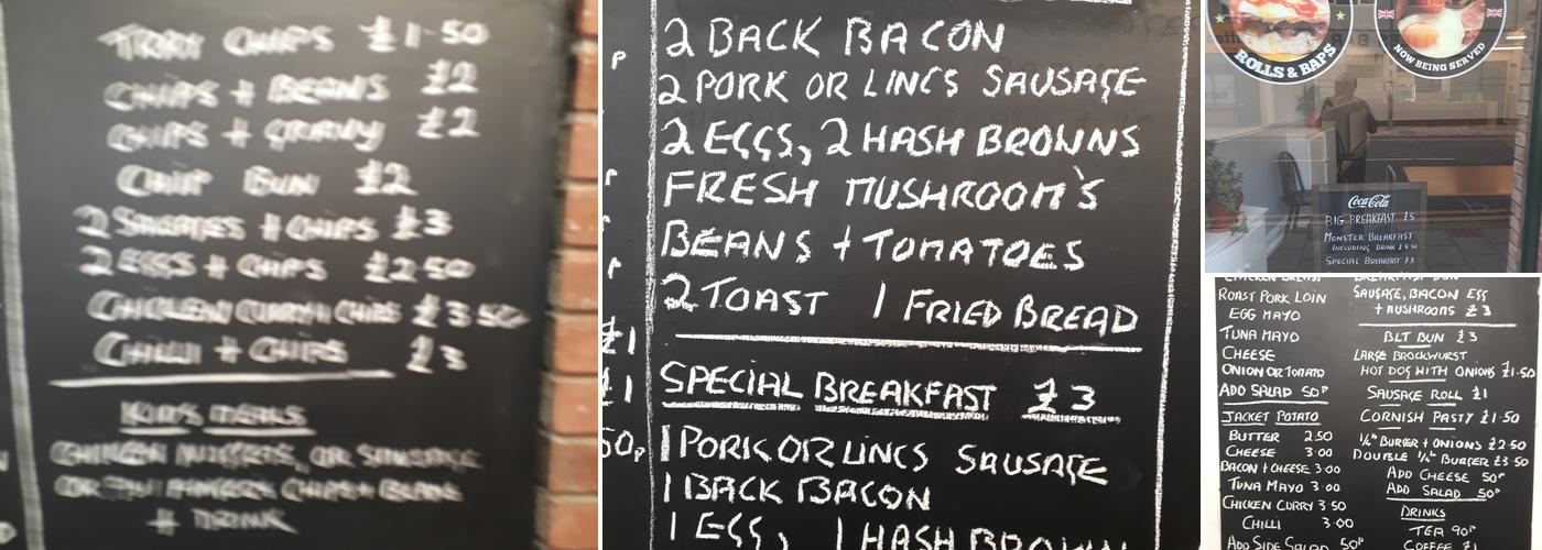 Riby Square cafe and takeaway Menu