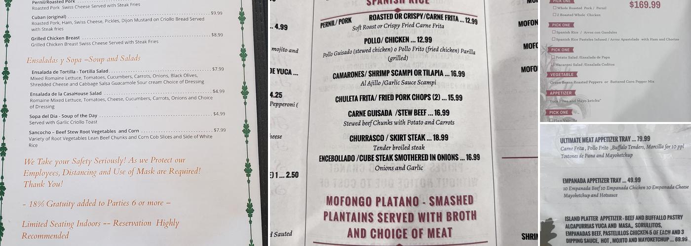 Cilantro's Dining And Catering LLC Menu