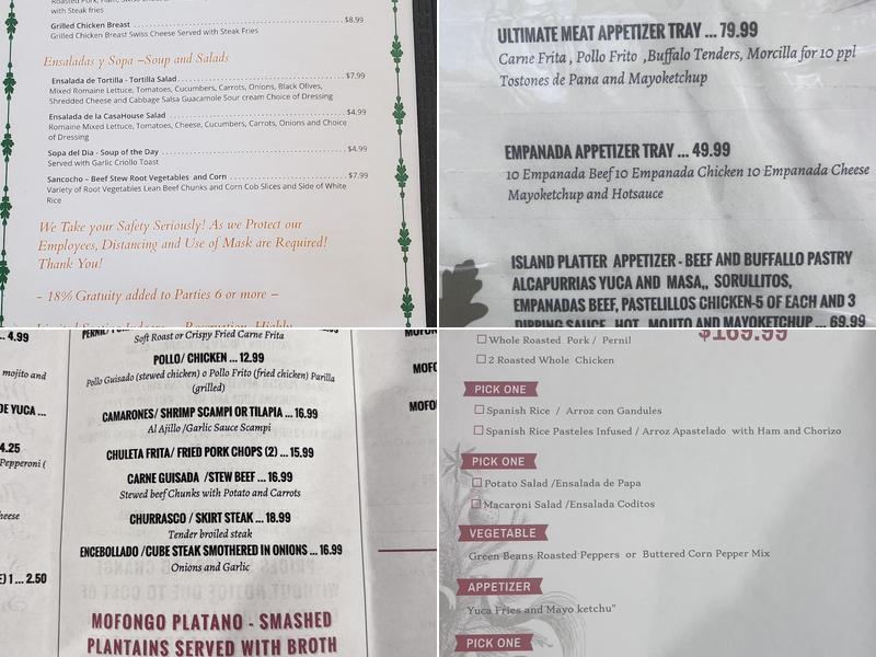 Cilantro's Dining And Catering LLC Menu