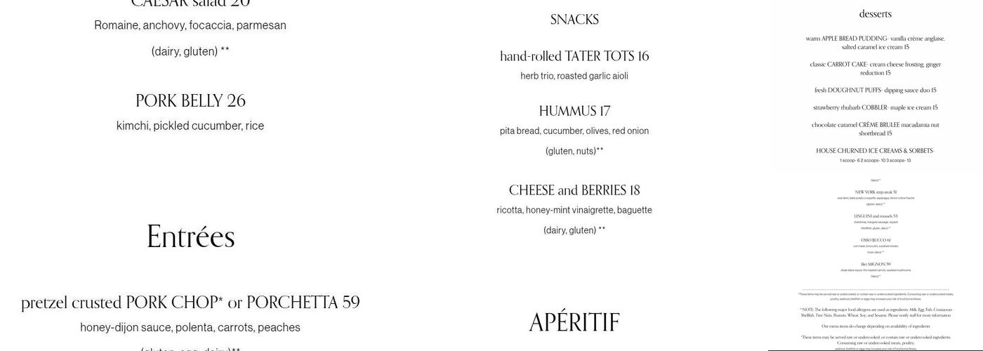 Grouse Mountain Grill Menu