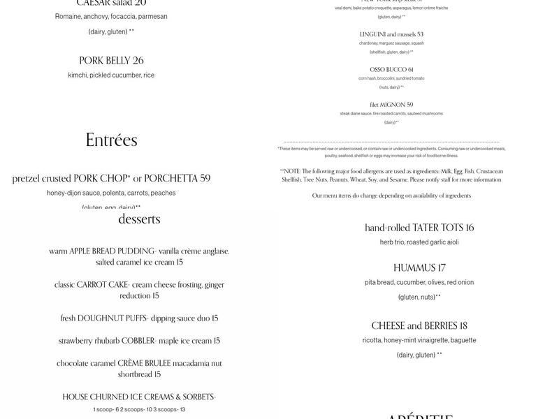 Grouse Mountain Grill Menu