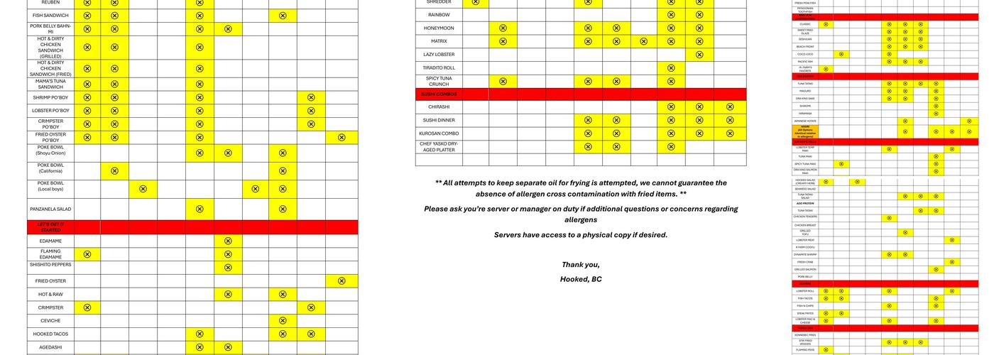 Hooked Beaver Creek Menu