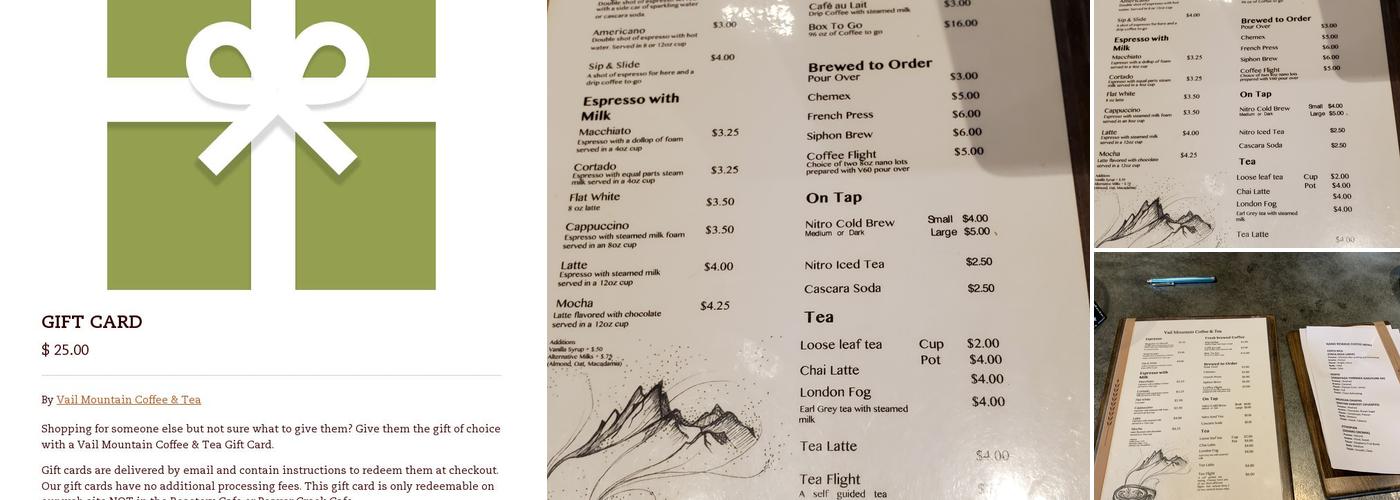 Vail Mountain Coffee & Tea - Roastery cafe Menu
