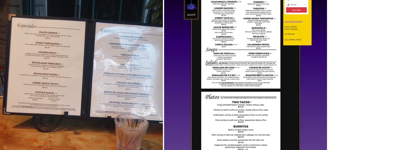 Agave Menu