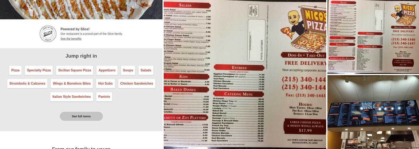 Nico's Pizza Menu