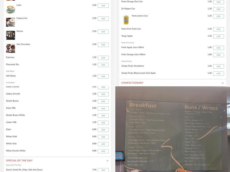 The Gallery Cafe Menu