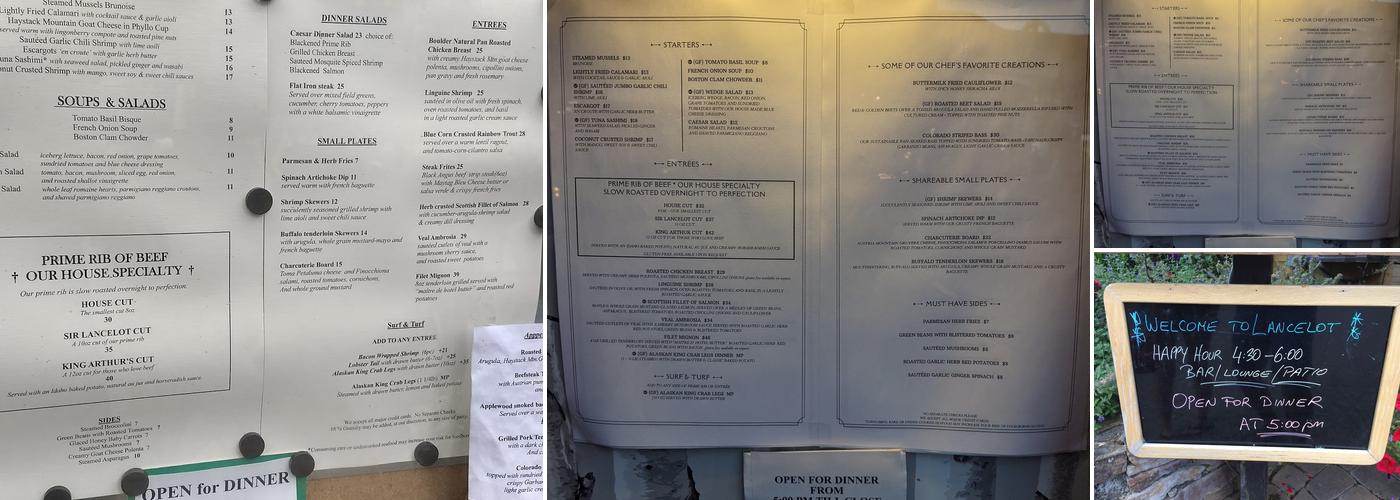 Lancelot Restaurant Menu