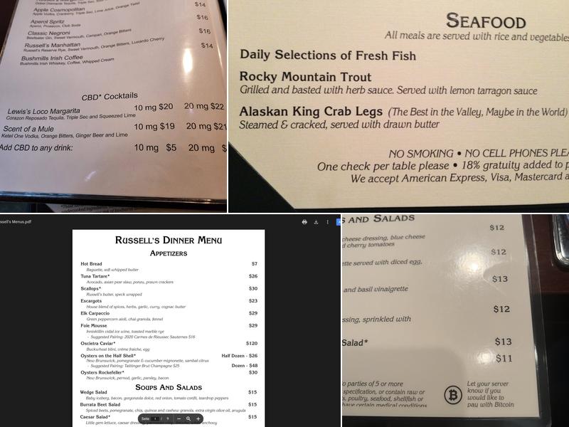 Russell's Restaurant Menu