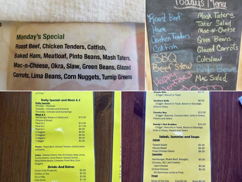Goody's Cafe Menu
