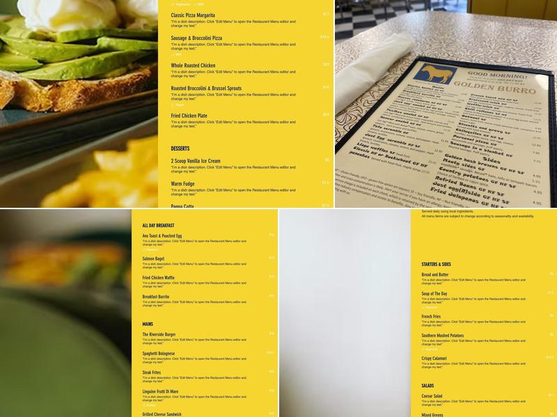 Golden Burro Cafe & Lounge Menu