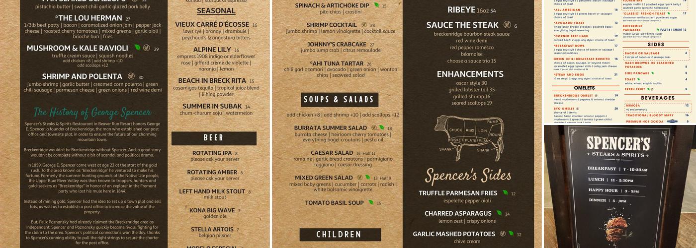 Spencer's Steaks & Spirits Menu