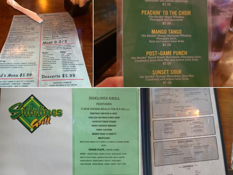 sidelines grill Menu