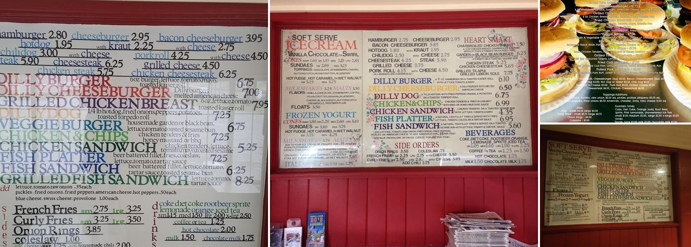 Dilly's at Centre Bridge Menu