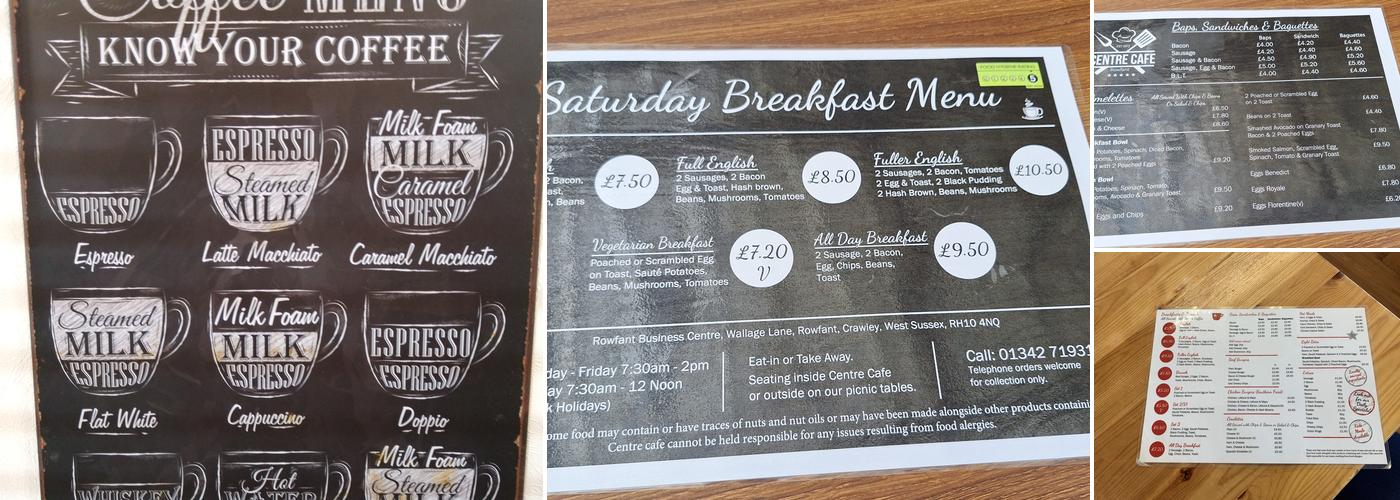 Centre Cafe Menu
