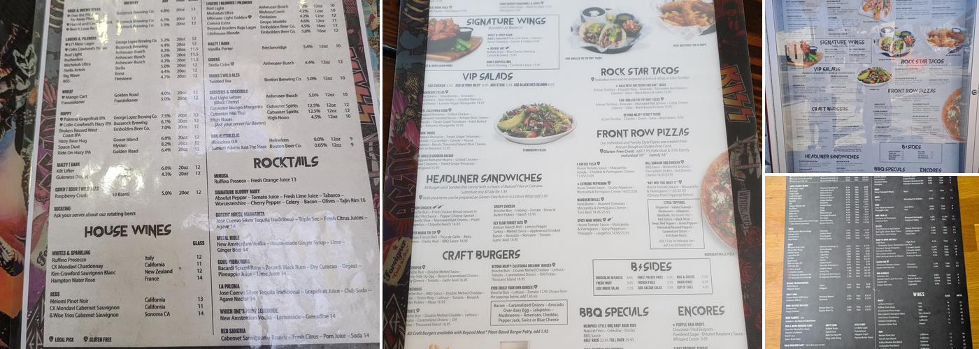 Rock & Brews Menu