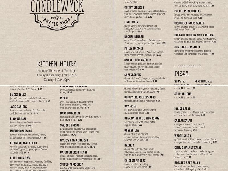 Candlewyck Menu