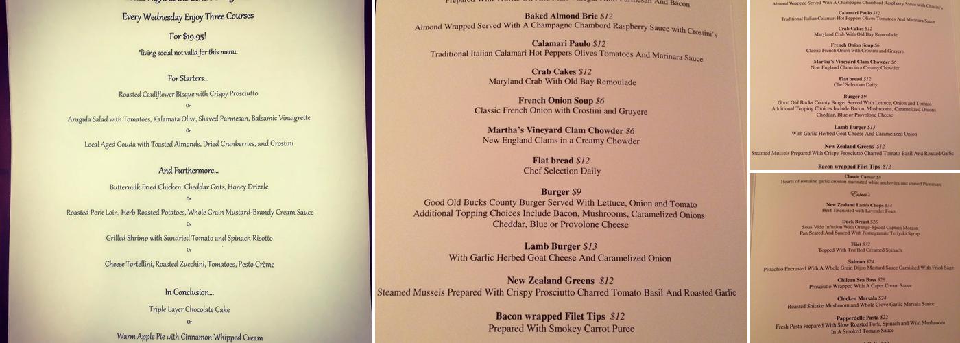 Centre Bridge Inn Menu