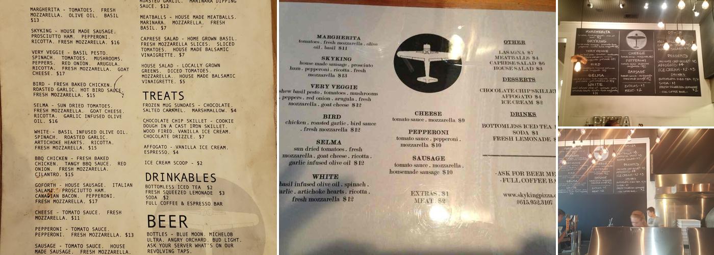 Skyking Pizza Menu