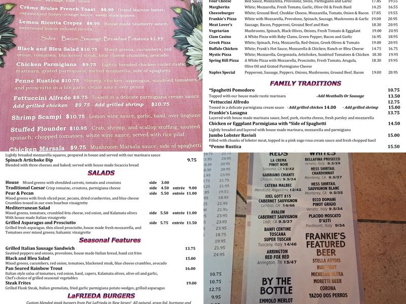 Frankie's Pizza & Grill Menu