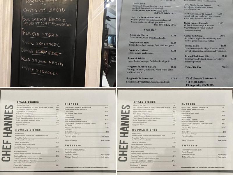 Chef Hannes Restaurant Menu