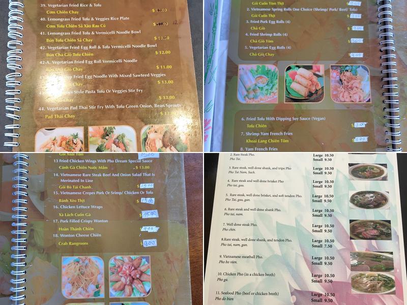Pho Dreams Menu