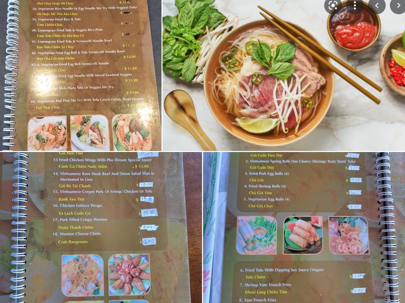Pho Dreams Menu
