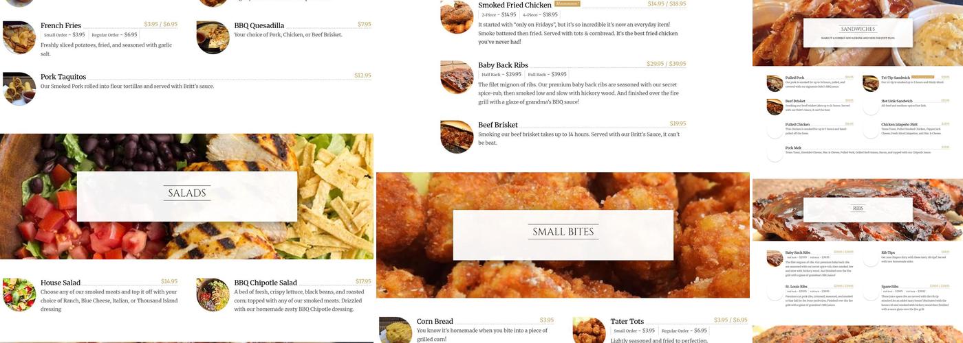 Britt's BBQ and Catering Menu