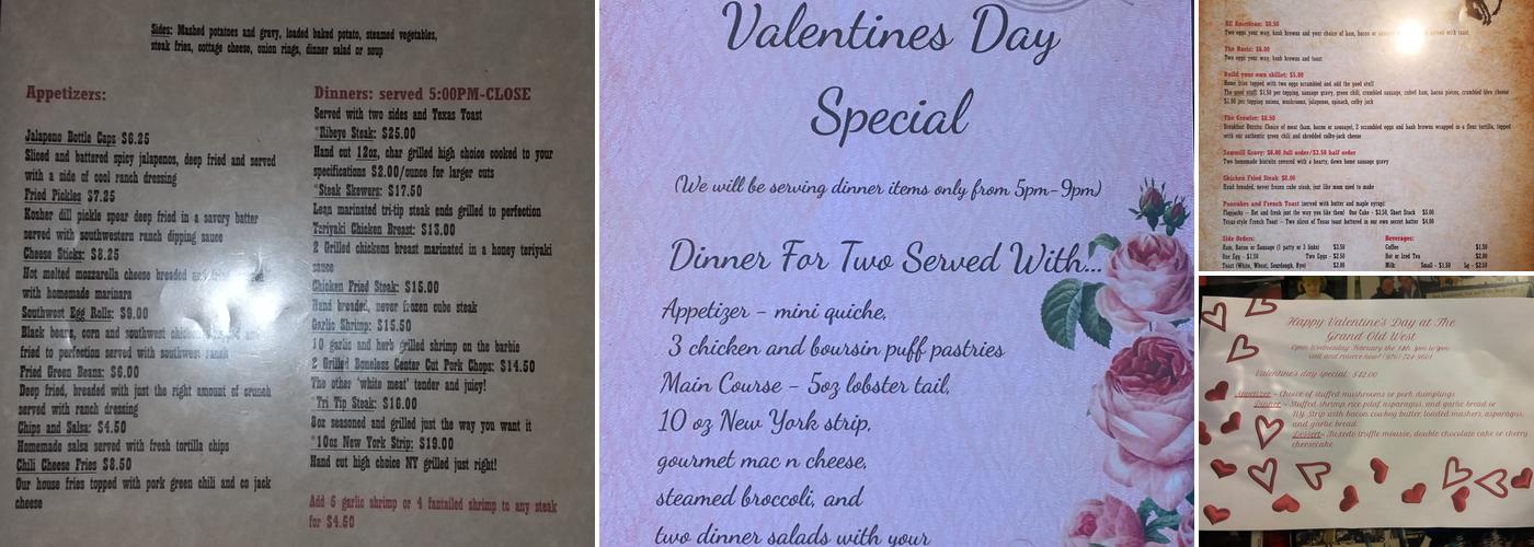 Grand Old West Menu
