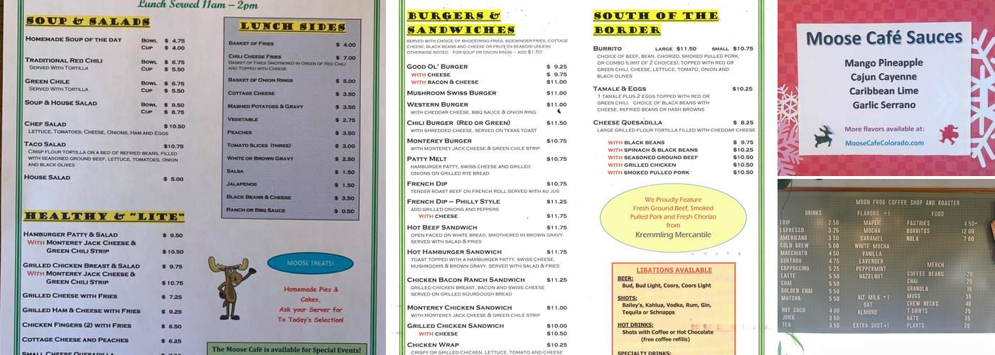 Moose Cafe Menu