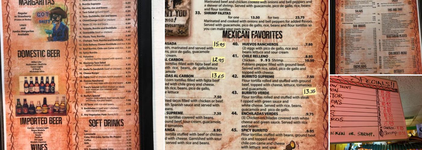US Border Cantina Menu