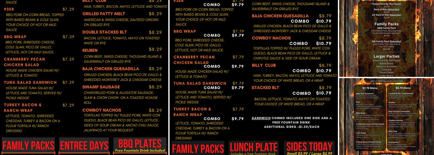 Grille Billy's Menu