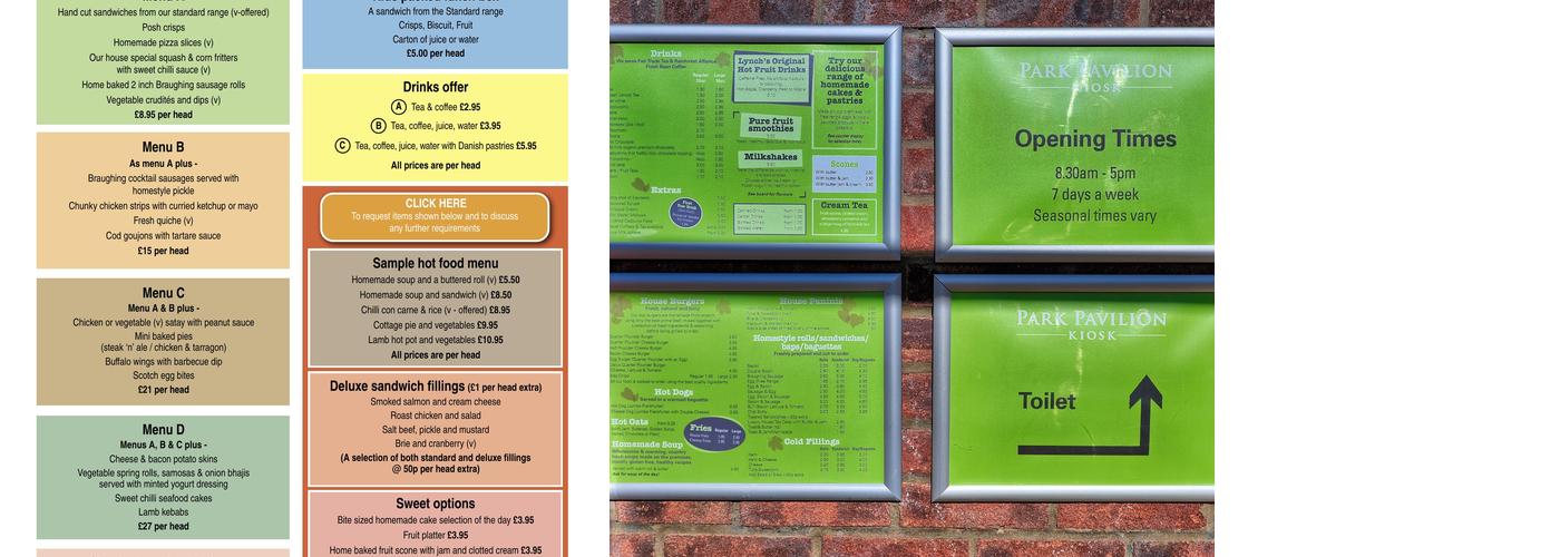 Park Pavilion Cafe Menu