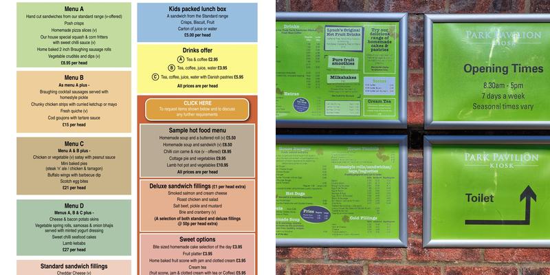 Park Pavilion Cafe Menu