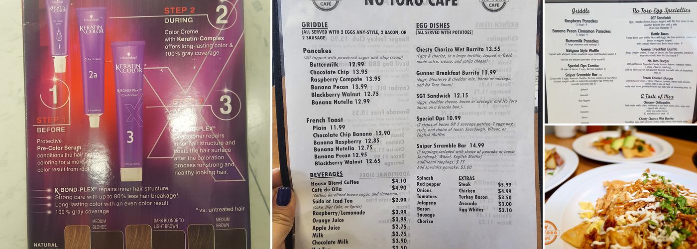 No Toro Cafe Menu