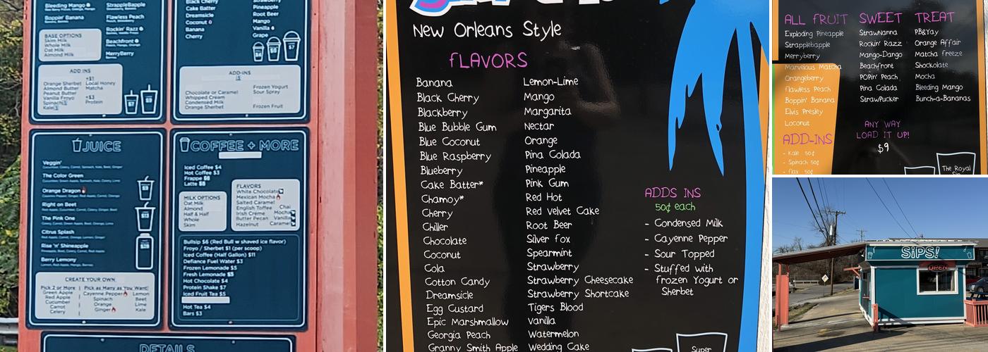 Sips! Menu