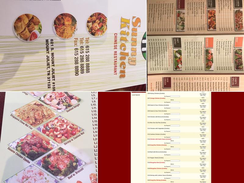 Sunny Kitchen Menu