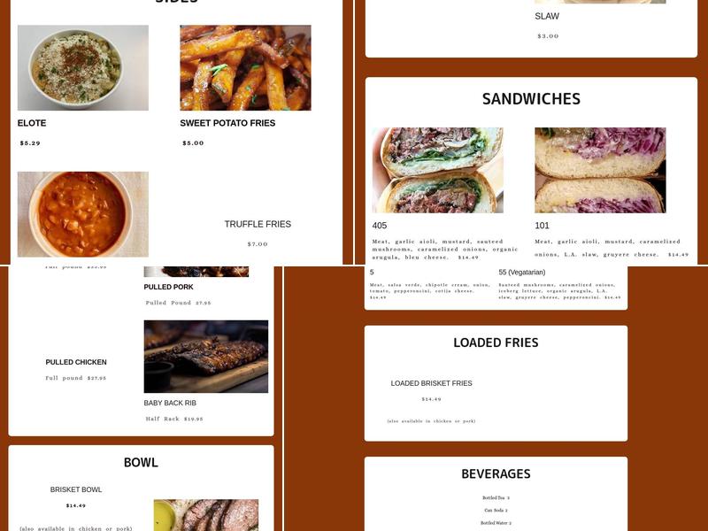 L.A. Brisket Menu