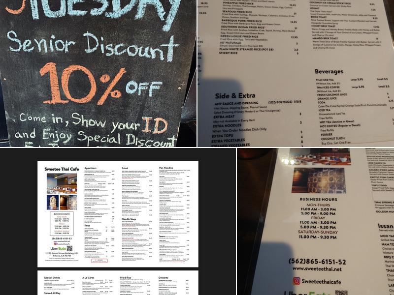 Sweetee Thai Cafe Menu