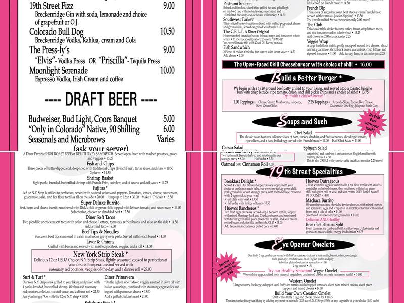 19th Street Diner Menu
