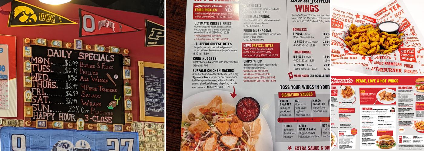 Jefferson's Menu